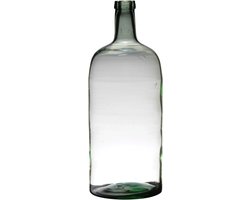 Bellatio Design Vaas - fles vorm - glas - transparant - D19 x H50 cm - Bloemen/takken/stelen vaas