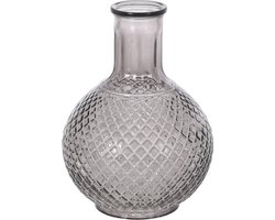 Bellatio design Vaas - flesvaas - grijs - gestippeld - 13 x 19 cm