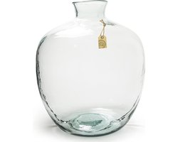 Bellatio design Vaas - transparant - 45x55cm - Gerecycled glas - Woonaccessoires/woondecoraties - Grote bloemenvaas - Magnumvaas/magnumvazen