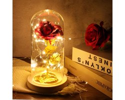 Belle En Het Beest Roos: Galaxy Eeuwige Roos In Glazen Koepel Met LED-Lichtstrip – Perfect Voor Valentijnsdag - Kerstmis - Moederdag - Thanksgiving - Verjaardag En Jubileum
