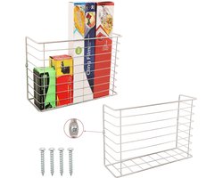 Belle Vous 2 Pak Muurgemonteerde Hangende Keuken Opslag Manden - Metalen Draad Organizer Rek voor Kast Keukenkast - Rustieke Boeren Decoratie Keuken Badkamer Kelder Planken voor Folie & Wrap