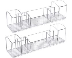 Belle Vous 2-Pak Plastic Organiser Dozen met 8 Compartimenten - Doorzichtig Opslag Bakken voor Cosmetica, Make-up, Toiletspullen & Accessoires, Ideaal voor Dressoir, Lade, Keuken/ Kelder & Badkamer