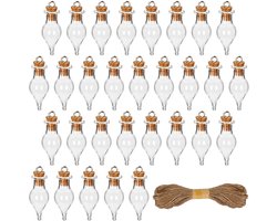 Belle Vous 30 Pak Glazen Potion Flesjes - 1,5 ml Miniatuur Potjes met Kurken Doppe & Ophang Koord - Glazen Flesjes voor Huwelijk/ Feestgeschenken, Wensflesjes & Decoratieve DIY Kunsten & Hobby