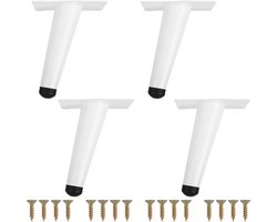 Belle Vous (4 Pak) Wit Metaal Gehelde Meubel Poten - 10 cm - Non-slip Gehelde Vervangingsvoetjes voor Kast, Sofa, Tafel/Bureau, Stoel & Bed