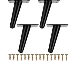 Belle Vous (4 Pak) Zwart Metaal Gehelde Meubel Poten - 10 cm - Non-slip Gehelde Vervangingsvoetjes voor Kast, Sofa, Tafel/Bureau, Stoel & Bed