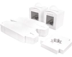 Belle Vous 50 Pak Wiit Papieren Hobby Enkele Bakkerij Gebak Doosjes met Raam en Handvat – 9,39 x 9,39 x 10,66 cm – Wegwerp Verpakking Doosjes – Koekjes, Cupcakes, Desserts & Taartjes