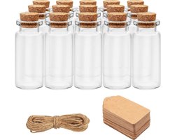 Belle Vous 64 Pak Glazen Geschenk Potten Set met Kurken Doppen, Labels en Touw - 13 ml Mini Vierkante Mason Luchtdichte Opslag Flessen en Labels Voor Huwelijkgeschenk, Feest, Keuken Spijzen en Jam