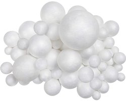 Belle Vous 88 Pak Witte Polystyrene Schuim Hobby Ballen in 6 maten – Schuimstukken Voor DIY kunst, Feest en Kerst Decoratie, Projecten en Huishouden
