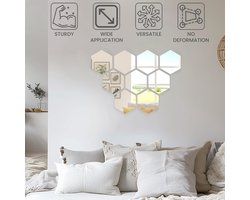 Belle Vous (9 Pak) Hexagoon Spiegel Glazen Tegels - 20,5 x 18 cm - Plak op Muur Huisdecoratie voor Woonkamer, Slaapkamer of Hal - Ideaal voor DIY Kunst & Hobby Projecten