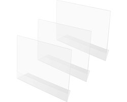 Belle Vous A4 Doorzichtig Acryl Poster Houder (3 Pak) – Gehelde Landschap Plastic Display Houders – Tafel Top Restaurant Menu, Advertentie Poster, Pamflet, Papierhouder & Fotolijst Standaard