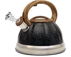 Belle Vous Black Whistling Tea Kettle - 3L Tea Pot for Stovetop/Induction Stove Top - Stainless Steel Hot Water Camping Kettle Teapot for Tea/Coffee