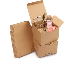 Belle Vous Bruin Hobby Kado Dozen (50pak) - Doos Maat 12 x 12 x 9cm - Makkelijk in Elkaar te Zetten Presentaties Geschenk Presentjes Doos – Feestjes, Verjaardagen, Huwelijken, Vakanties
