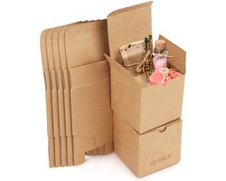 Belle Vous Bruin Hobby Kado Dozen (50Pak) - Doos Maat 7,5 x 7,5 x 7,5cm- Makkelijk in Elkaar te Zetten Presentaties Geschenk Presentjes Doos - Feestjes, Verjaardagen, Huwelijken, Vakanties