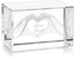 Belle Vous Gegraveerd Kristallen Geschenk voor Vader - Best Dad Gegraveerde Tekst in Glazen Kubus - Bewaar/Collecteble Geschenk, Ideaal voor Vaderdag, Verjaardag en Kerstmis - Bedachtzaam Geschenk