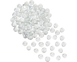 Belle Vous Helder Glazen Kiezelsteentjes – 2,25 kg Platte Kraal Edelsteentjes 18 mm – Decoratieve Stenen voor Huwelijk/Feest Tafel Bedekking, Kopstuk Vazenvuller Steentjes en Aquarium Decoratie