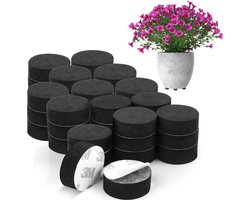 Belle Vous Onzichtbare Planten Pot Voeten (40 Pak) - Onzichtbare Zwarte Bloempot Stijgstukken – Non-Slip met Sterke Plakband Voor Medium en Grote Potten – Til Pads Voor Binnen en Buiten Planten.