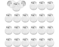 Belle Vous Rond Helder Glazen Opslag Potten met Deksels (24 Pak) – 50 ml Jampotten Set – Mason Potten Voor Kruiden, Specerijen, Babyvoeding, Yoghurt, Gelei en Honing – Geschenken Voor Bruiloft