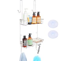 Belle Vous rvs doucherekje hangend - Doucherekje zonder boren - Over de deur hangend - Douche rekje - Voor shampoo en douche accessoires