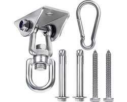 Belle Vous Zware Kwaliteit Schommel Hanger (1 Pak) – Roestvrij Stalen 360 Graden Roterende Swivel Haken met Schroeven 400kg Capaciteit Voor Betonnen Houten Sets, Hangmat Stoel, Zandzak Schommelset