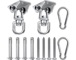 Belle Vous Zware Kwaliteit Schommel Hangers (2 Pak) – Roestvrij Stalen 360 Graden Roterende Swivel Haken met Schroeven 400kg Capaciteit Voor Betonnen Houten Sets, Hangmat Stoel, Zandzak Schommelset