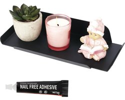 Belle Vous Zwart Ijzeren Zwevende Muur Plank - 25 x 11 x 4 cm - Kantoor Keuken & Badkamer Muur Gemonteerde Opslag Display Rand voor Boekenplanken, Afbeeldingen of Planten