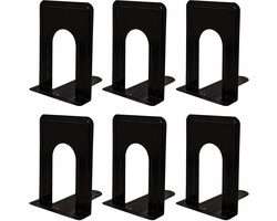 Belle Vous Zwart Metalen Zware Kwaliteit Beukensteunen (3 Paar) – Anti-Slip Boeken Stopper Versteviging Voor Boeken & CD’s – Verdelers Voor Planken, Kantoor, Bibliotheek, Huis en School