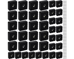 Belle Vous Zwarte Vierkante Rubberen Meubel Vloerblokjes met Schroeven (40 Stuks) - 22mm en 30mm – Zwaar Opschroefbaar & Antislip Blok – Stoel-, Bureau- & Tafelpoot Beschermers voor Tapijt en Hardhout