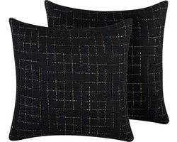 BELLFLOWER - Sierkussen set van 2 - Zwart - 45 x 45 cm - Polyester