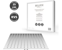 Belliese Raindance Regendouche - Douchekop - Regendouchekop - Waterbesparende Douchekop - Diameter 25,4 cm - Chroom - Vierkant