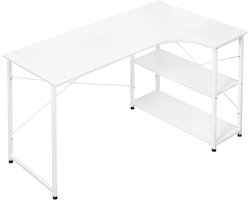 BellissiBo® Hoekbureau - Bureautafel - L-vormig - 2 Bladen & Opbergruimte – 120 cm – Hout & Metaal – Zwart – Industrieel Design