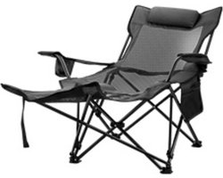 BellissiBo® Zonnebed - Ligbed Opvouwbaar - Strandbed - Grijs - Incl Bekerhouder en Draagtas - 168x56x69CM - Max.150 KG
