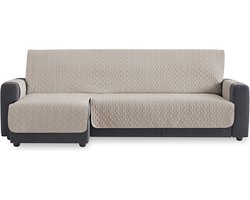 Belmarti® Bankbeschermer - Geo Quilt Chaise Longue Links - 280cm breed - Linnen - Stevige gevoerde polyester hoekbank beschermer - Huisdiervriendelijk - Vuil- en vochtafstotende Teflonlaag - Premium Kwaliteit