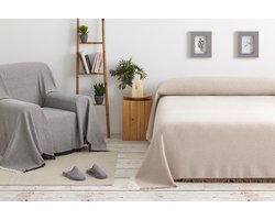 Belmarti® Foulard Ibiza 230x260cm Beige - Behoudt elegantie en luxe uitstraling, zelfs na vele wasbeurten - Premium kwaliteit
