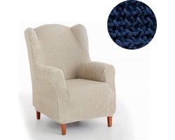 Belmarti® Oorfauteuil Milos - Breedte 70cm tot 100cm Blauw - Extreme stretch stof - Fauteuilhoes van premium kwaliteit