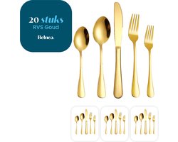 Belnea 20 Delig Luxe Bestekset Goud - Gouden Bestekset - 4 Persoons