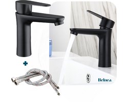 Belnea Wastafelkraan Anatomic - Zwart - Badkamerkraan - Roestvrijstaal - Inclusief Aansluitslangen