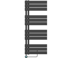 BELRAD Badkamer radiator elektrisch 1200x500mm - Mat zwart - Linksaansluiting/Combi - 593W