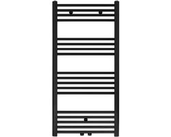 Belrad Handdoekradiator Middenaansluiting 1100x600mm 558 Watt Geborsteld Mat Zwart