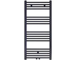 Belrad Handdoekradiator Middenaansluiting 1200x500mm 537 Watt Geborsteld Mat Zwart