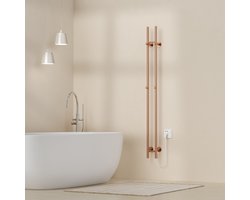 BELRAD ROD STAAFHANDDOEKDROGER - ELEKTRISCH - DUBBEL - 120W - Ø2,5CM - 150X16,8X12,7 CM - GEBORSTELD KOPER