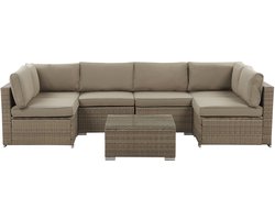 BELVEDERE - Loungeset voor 6 - Bruin - PE rotan