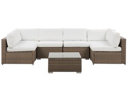 BELVEDERE - Loungeset voor 6 - Bruin/Wit - PE rotan