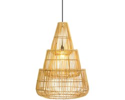 Belvivere Aruna Mentari Rotan Hanglamp - Oosterse Ibiza Stijl - Handgevlochten Bohemian Hanglamp - Natuurlijke Verlichting voor Woonkamer en Eettafel