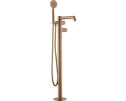 Ben Engraved Cross vrijstaande badmengkraan Geborsteld koper