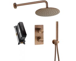 Ben Engraved Line Slim inbouw regendoucheset Ø25cm met muuraansluiting geborsteld koper pvd