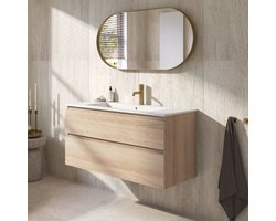 Ben Tendenza voorgemonteerd badmeubel incl. glans witte keramische wastafel 102,7x46x61,5cm urban oak