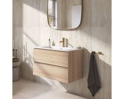 Ben Tendenza voorgemonteerd badmeubel incl. glans witte keramische wastafel 82,7x46x51,5cm urban oak