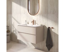 Ben Tendenza voorgemonteerd badmeubel incl. glans witte keramische wastafel 82,7x46x61,5cm zand