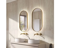 Ben Vita ovale spiegel met LED verlichting en anti-condens 40x80 cm Mat Goud