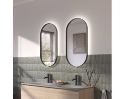 Ben Vita ovale spiegel met LED verlichting en anti-condens 40x80 cm Mat Zwart